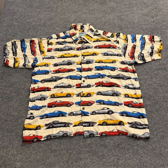 reyn spooner Other - Vtg Reyn Spooner Corvette Hawaiian Shirt Rayon All Over Print Mens Large